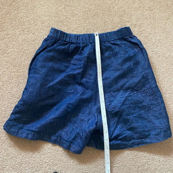 Muji Women's XS Blue Skort Mini Skirt Shorts Denim Cotton Hemp Wrap Elastic - Picture 6 of 10